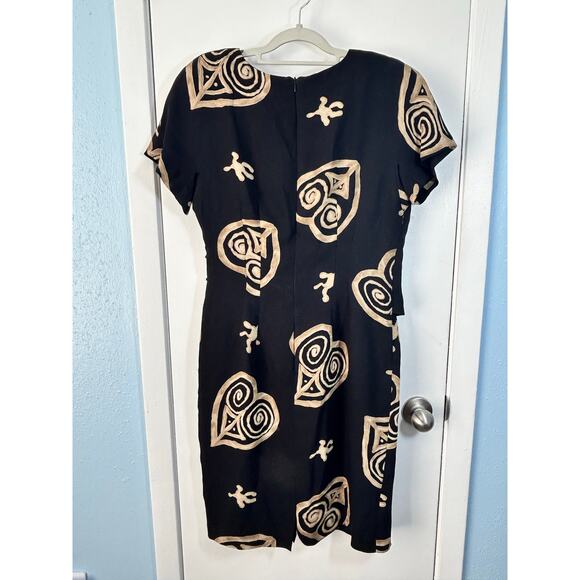 Vintage Donna Morgan Dress Size 12 Faux Wrap Tribal Hearts Boho Whimsigoth - Picture 5 of 6